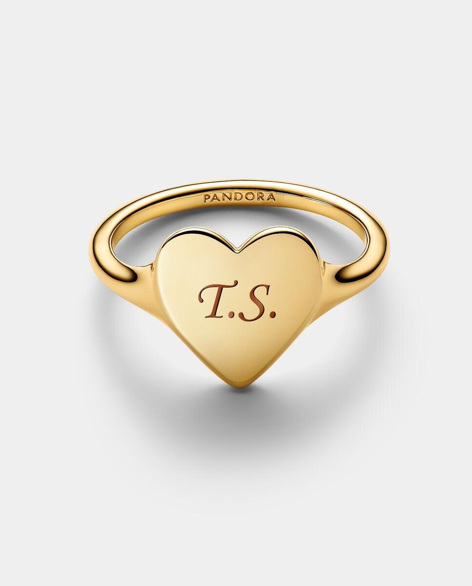 Anillo Corazón Grabable - PANDORA - Dorado Dorado-2