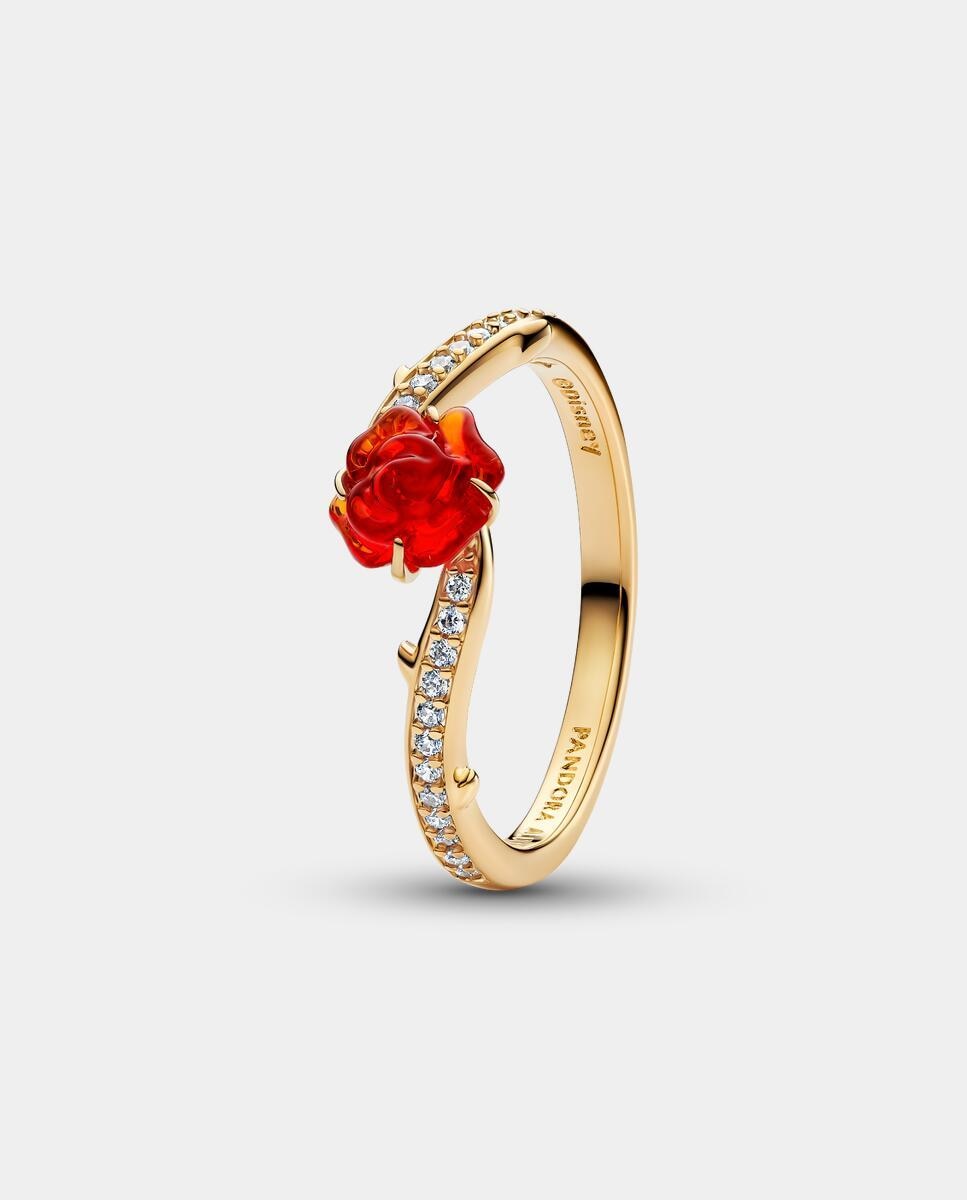 Imagen 1 de Anillo Rosa Encantada de La Bella y la Bestia de Disney - PANDORA - Rojo Rojo