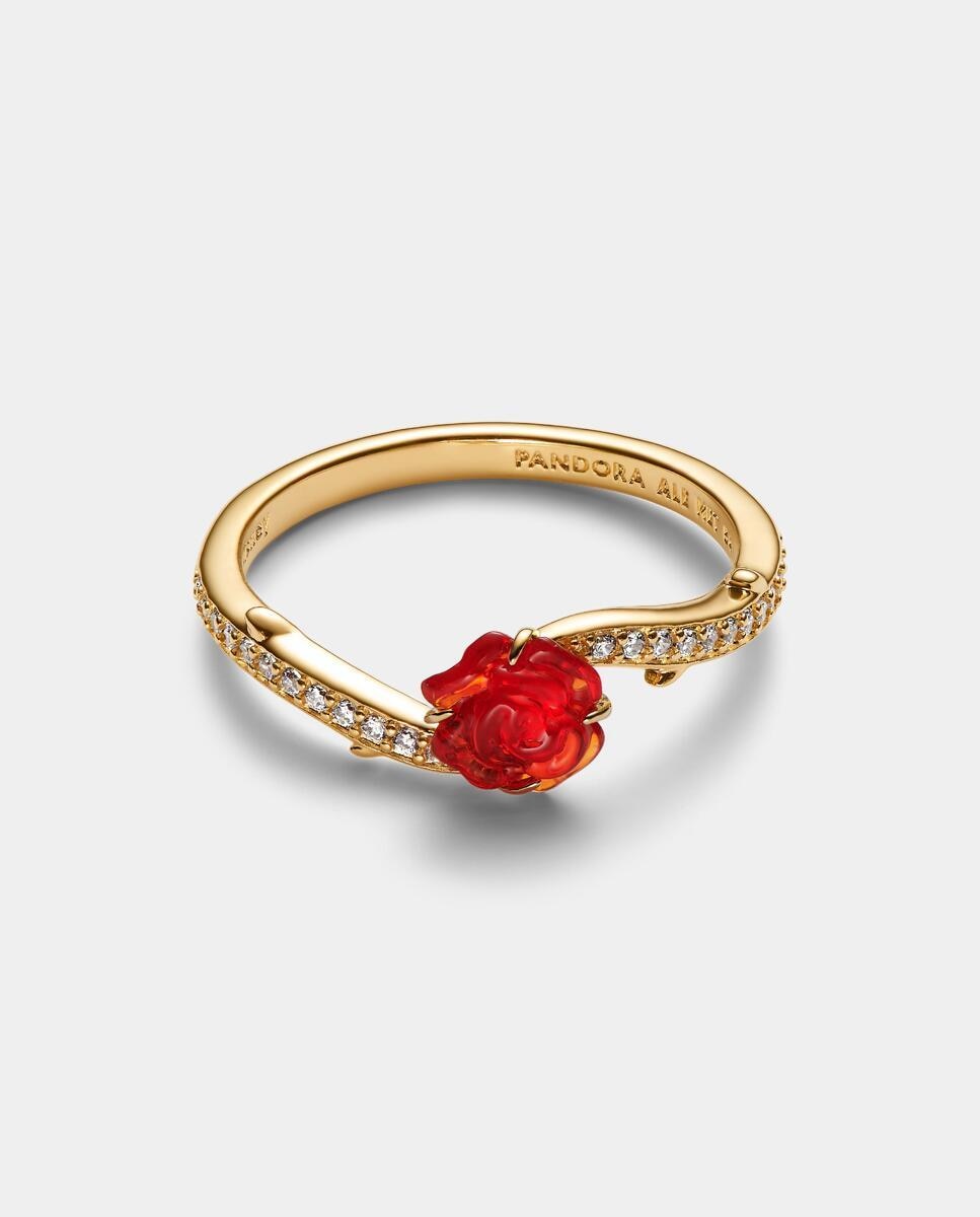 Imagen 2 de Anillo Rosa Encantada de La Bella y la Bestia de Disney - PANDORA - Rojo Rojo