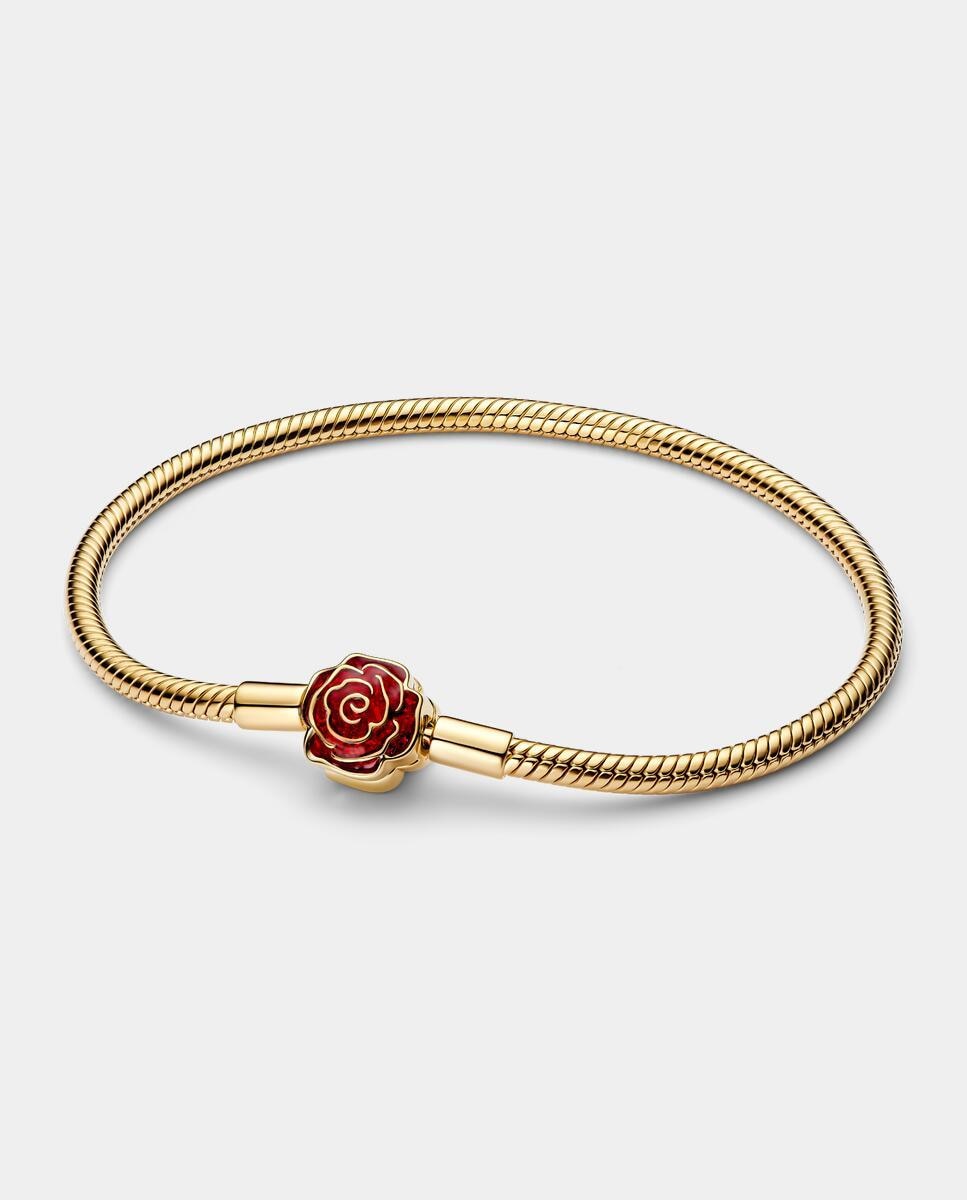 Imagen 0 de Pulsera cadena de serpiente con cierre rosa encantada de la bella y la bestia de disney Rojo