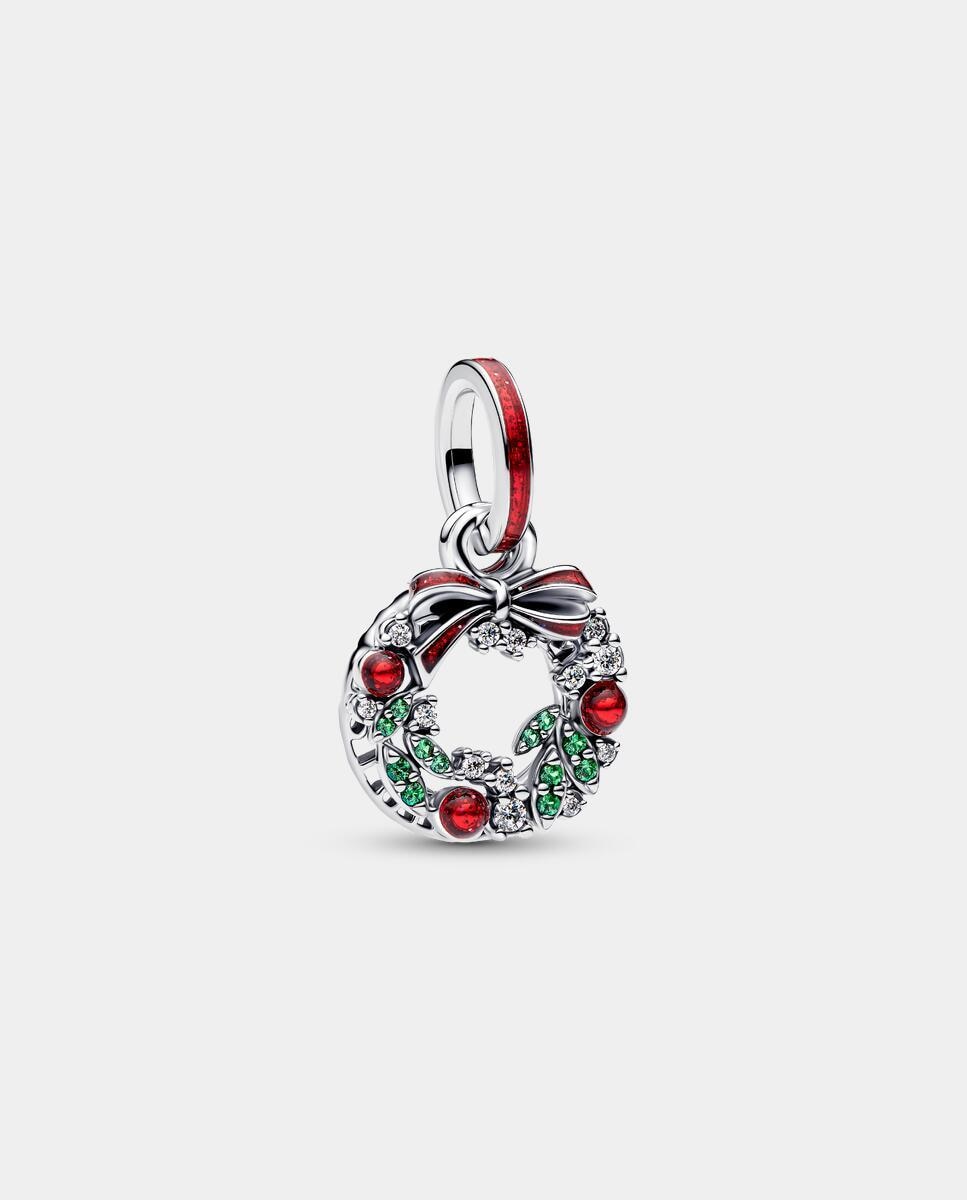 Imagen 1 de Charm en plata de ley colgante doble corona navideña - PANDORA - Rojo Rojo