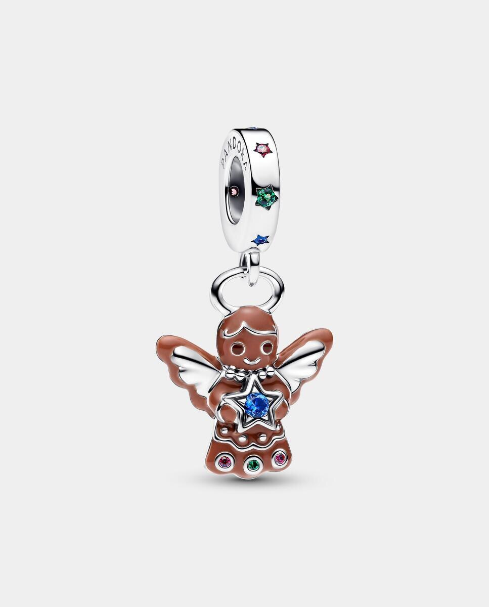 Charm en plata de ley colgante ángel galleta de jenjibre - PANDORA - Marrón Marrón-1