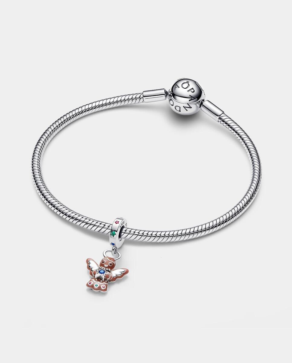 Charm en plata de ley colgante ángel galleta de jenjibre - PANDORA - Marrón Marrón-2