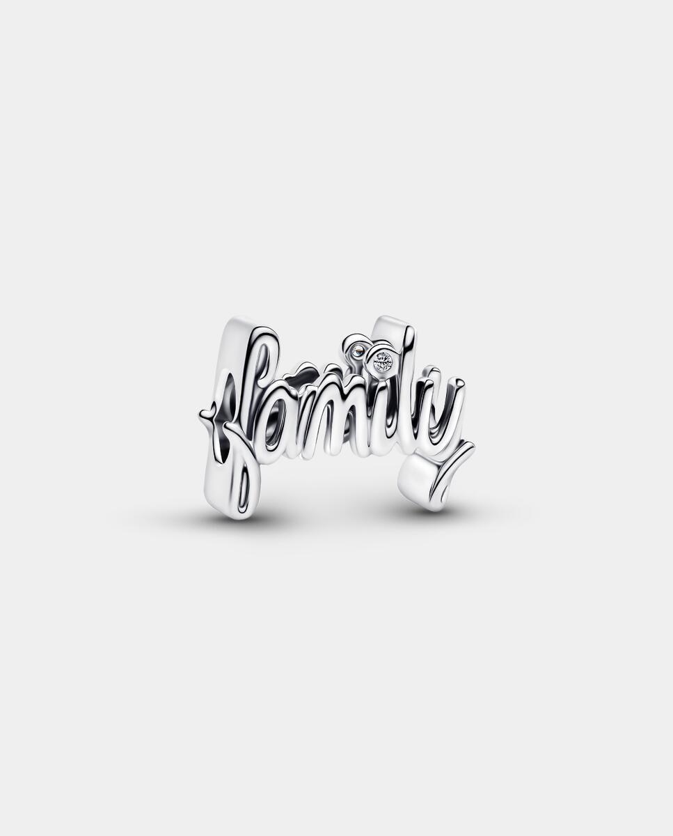 Charm en plata de ley familia escrito a mano - PANDORA - Blanco Blanco-1