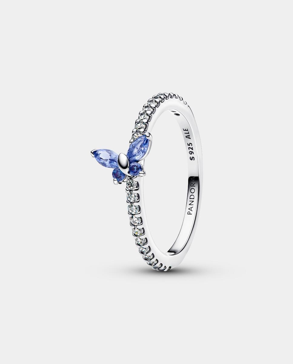 Imagen 1 de Anillo en plata de ley ancho mariposa brillante - PANDORA - Azul Azul