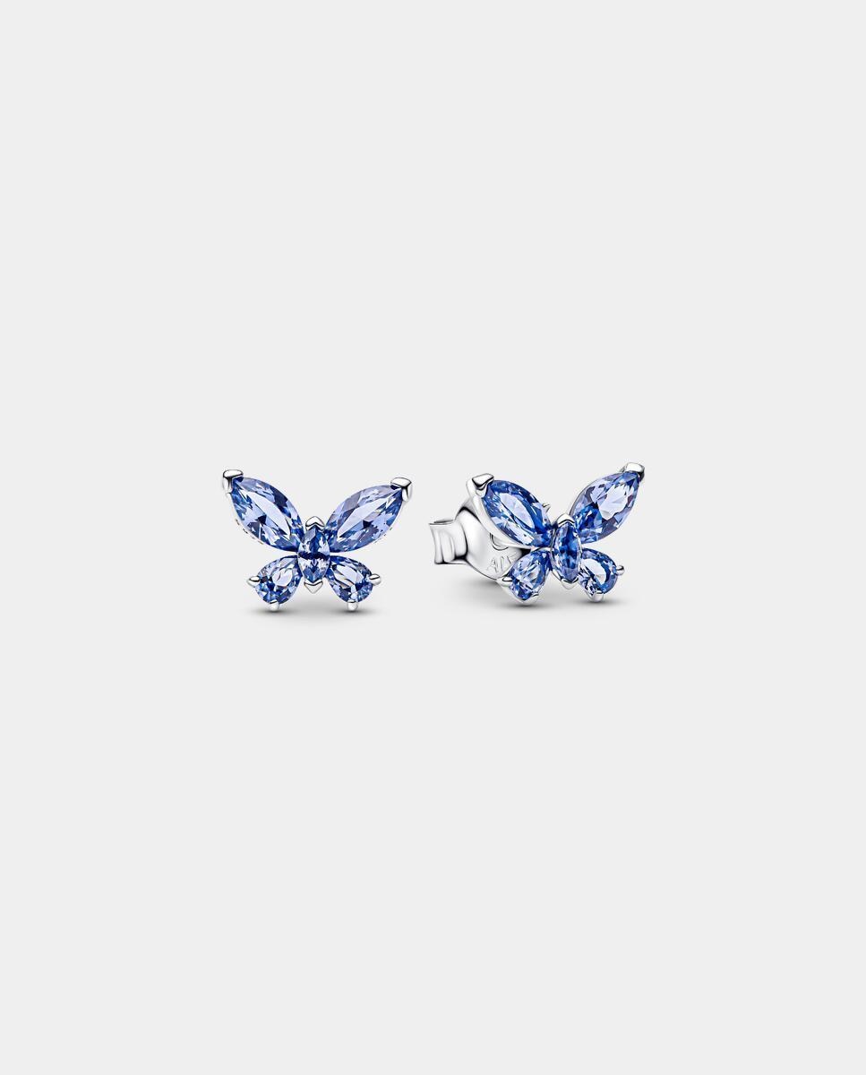 Imagen 0 de Pendientes en plata de ley de botón mariposa Azul