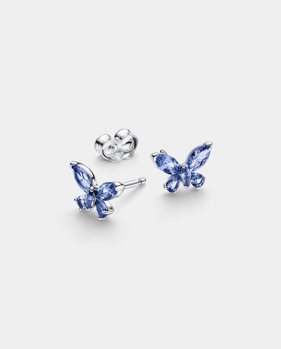 Pendientes en plata de ley de botón mariposa - PANDORA - Azul Azul-2