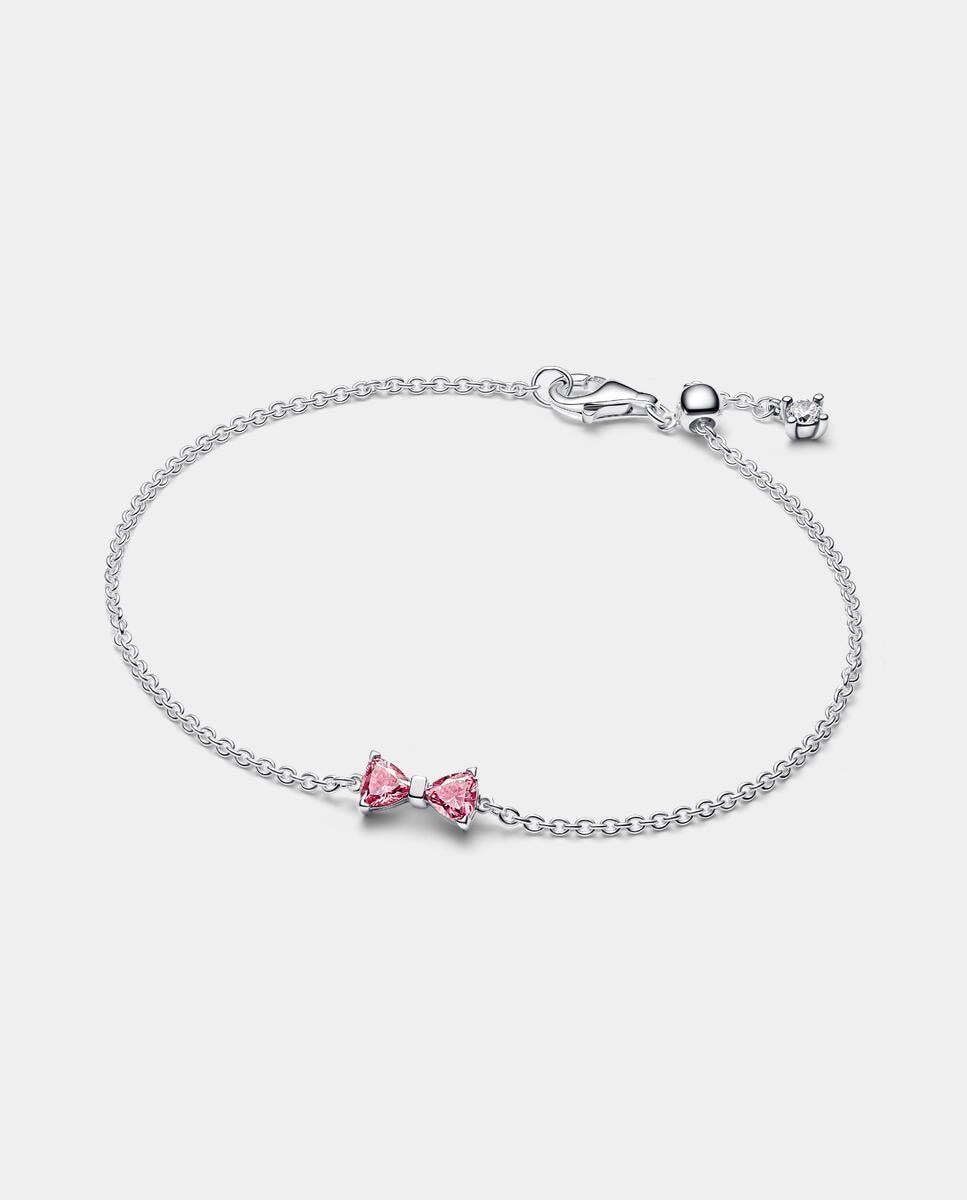 Imagen 0 de Pulsera en plata de ley cadena lazo Rosa