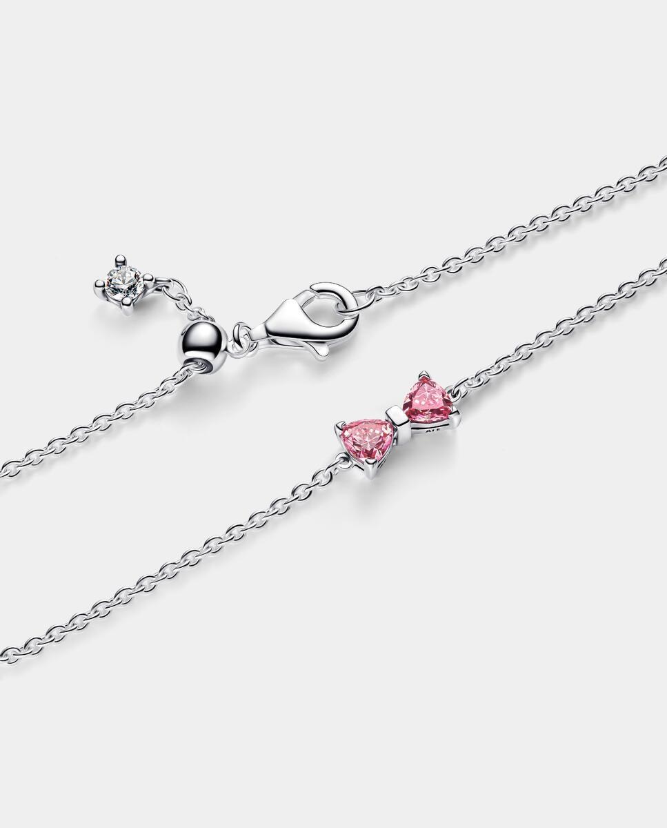 Pulsera en plata de ley cadena lazo - PANDORA - Rosa Rosa-2