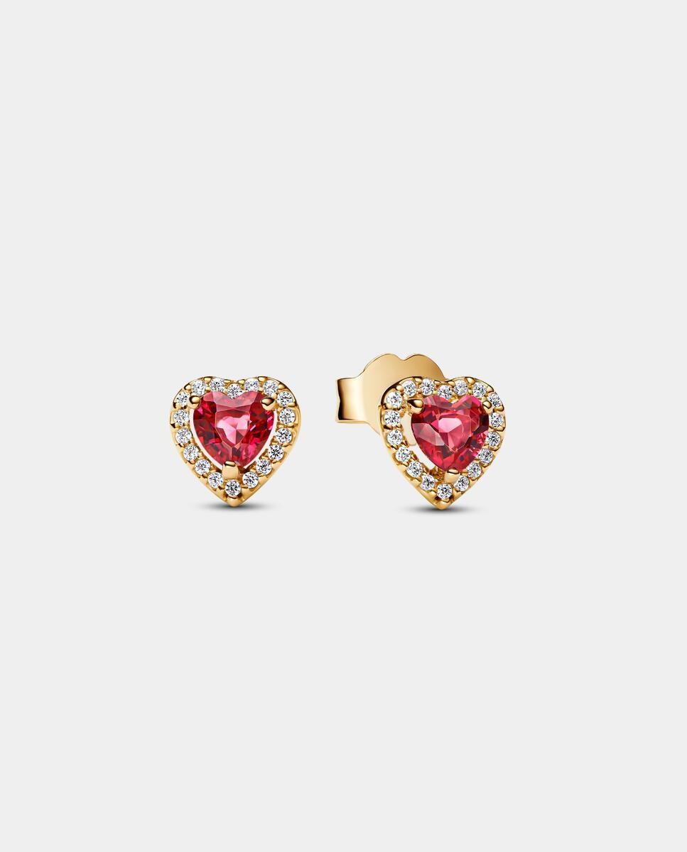 Pendientes de botón corazón elevado - PANDORA - Rojo Rojo-2