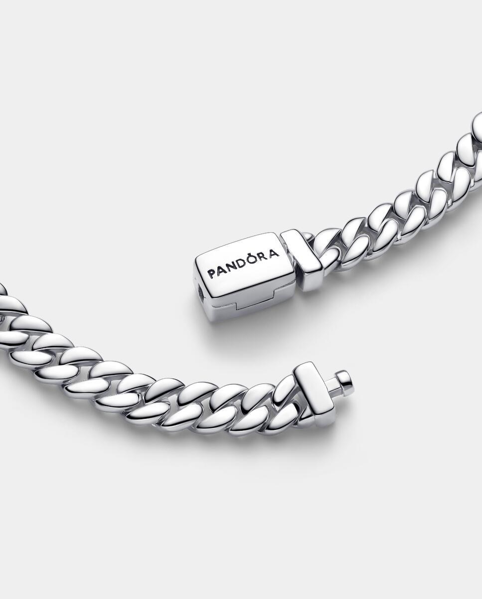 Pulsera en plata de ley cadena cubana - PANDORA - Plateado Plateado-2