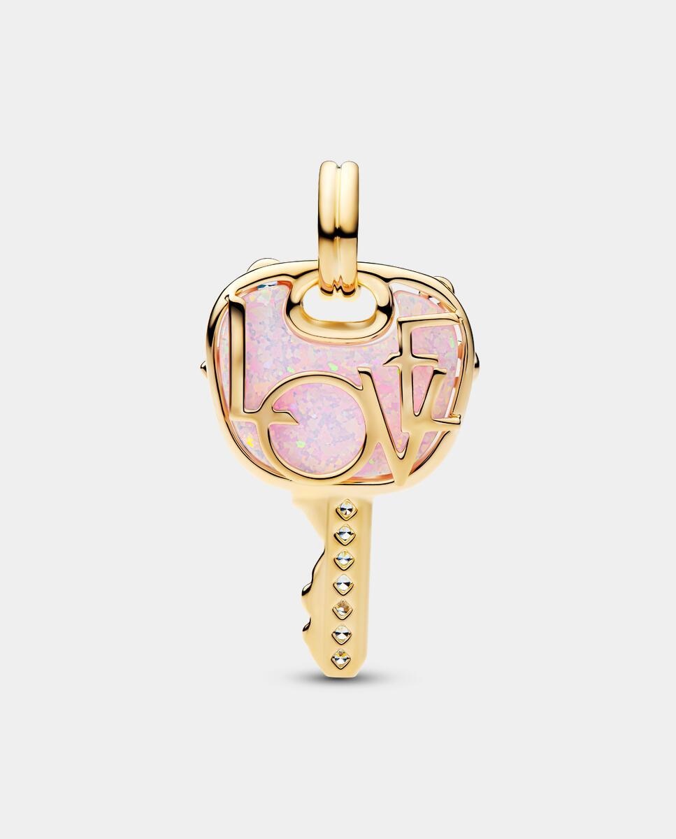 Charm colgante grande llave amor rosa opalescente - PANDORA - Rosa Rosa-1