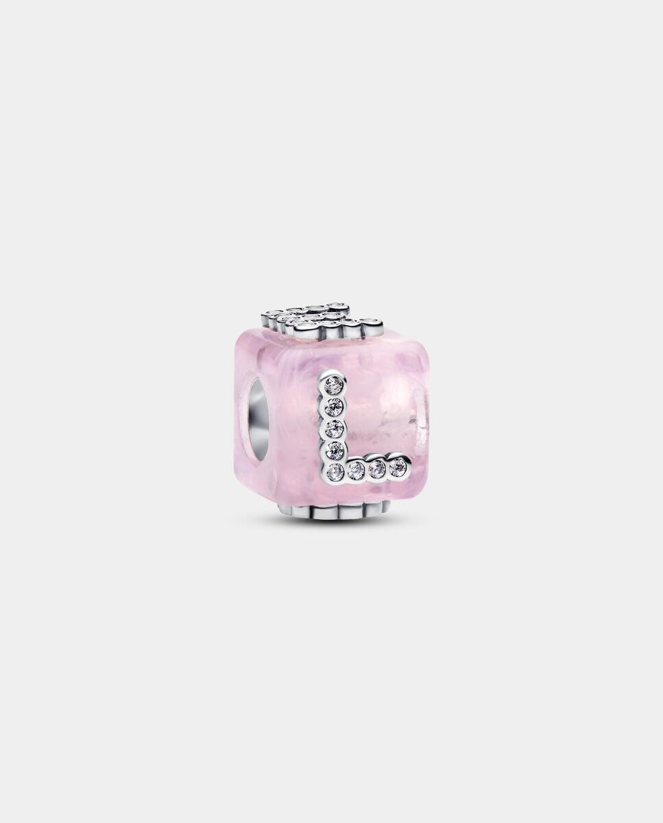 Imagen 1 de Charm en plata de ley cubo amor cristal de murano - PANDORA - Rosa Rosa