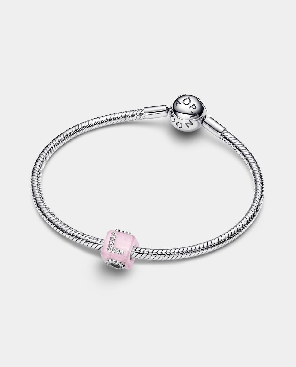 Imagen 2 de Charm en plata de ley cubo amor cristal de murano - PANDORA - Rosa Rosa