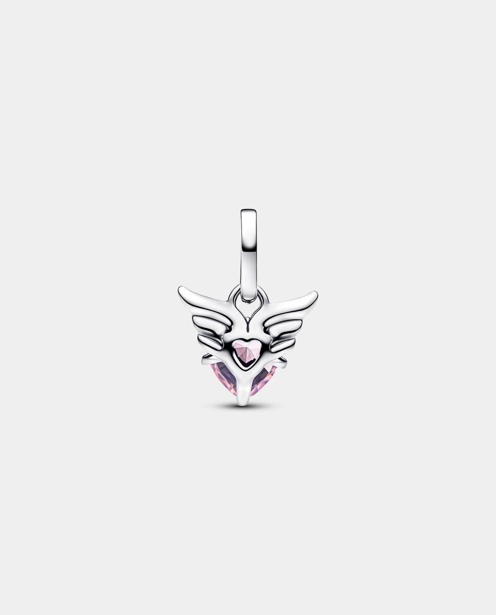 Imagen 0 de Charm en plata de ley Mini Colgante Corazón Alado Rosa