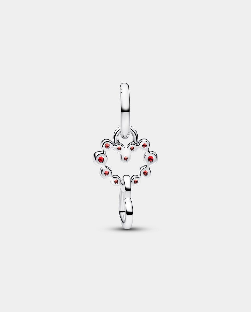 Imagen 0 de Charm en plata de ley colgante corazones conectados y gemas rojas Rojo