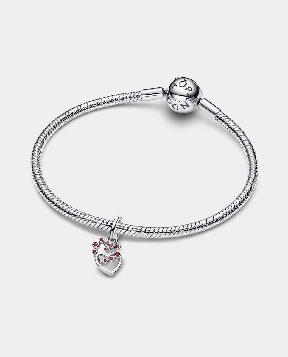Charm en plata de ley colgante corazones conectados y gemas rojas - PANDORA - Rojo Rojo-2