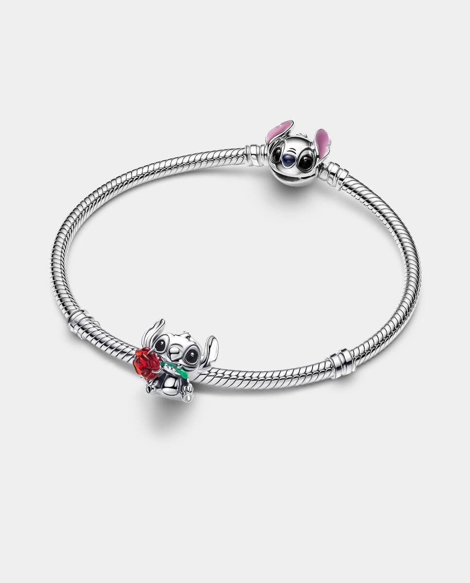 Imagen 1 de Charm en plata de ley stitch de disney con rosa cristal de murano - PANDORA - Rojo Rojo