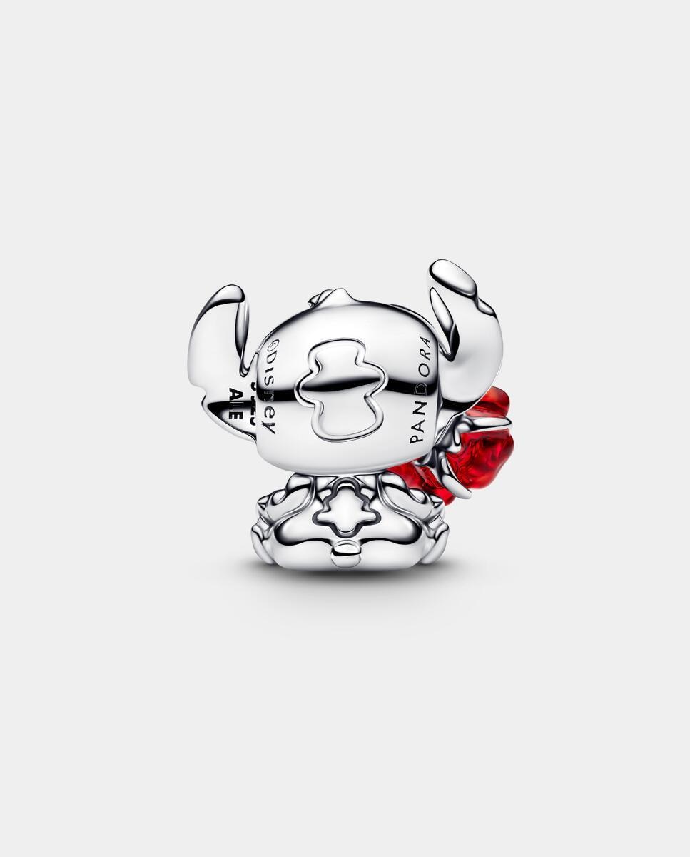 Imagen 2 de Charm en plata de ley stitch de disney con rosa cristal de murano - PANDORA - Rojo Rojo