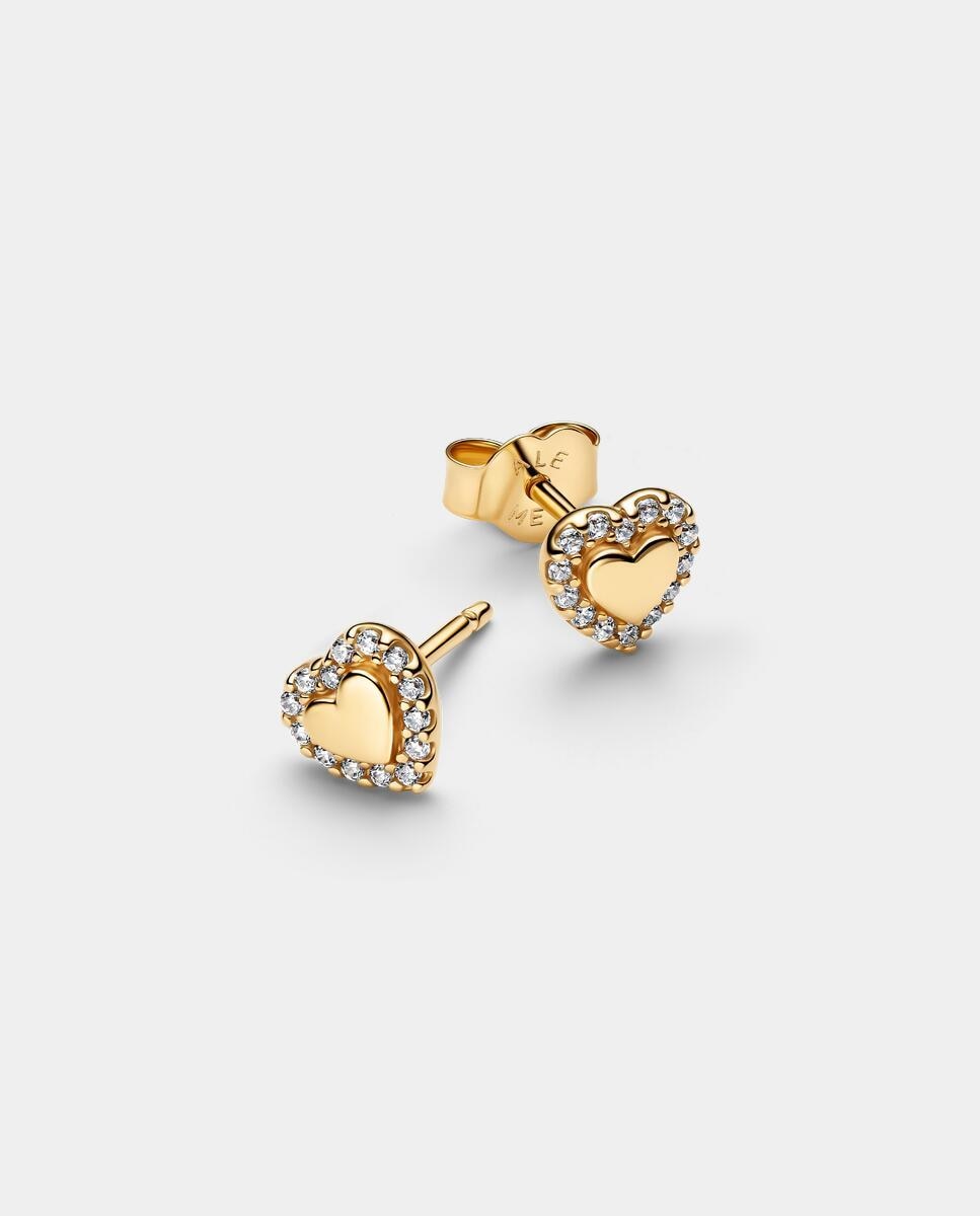 Pendientes de Botón Halo Corazón - PANDORA - Blanco Blanco-4