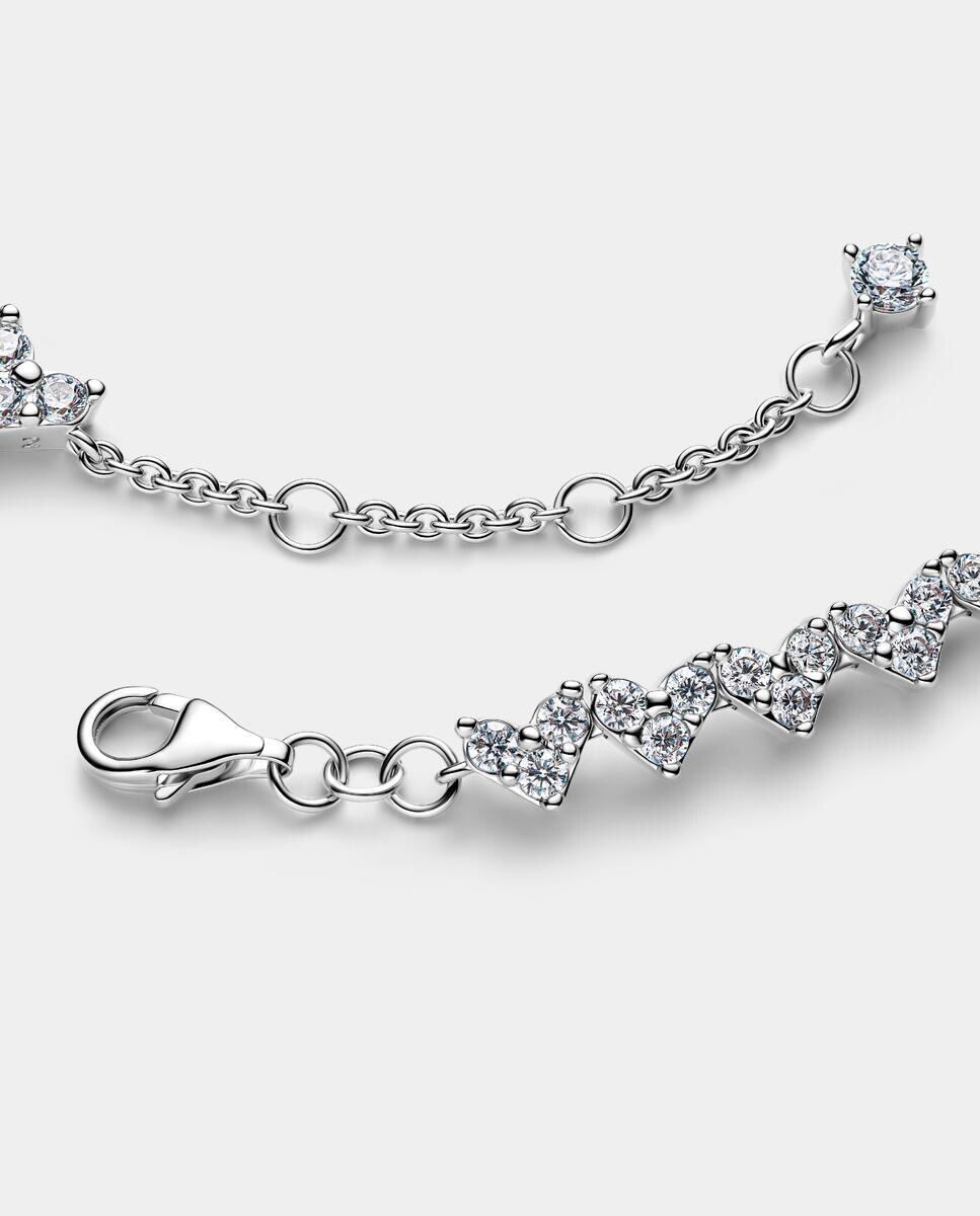 Pulsera en plata de ley Corazón Triple Gemas - PANDORA - Blanco Blanco-2