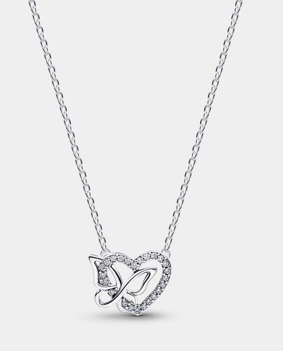Imagen 0 de Collar corazón y mariposa entrelazados Blanco