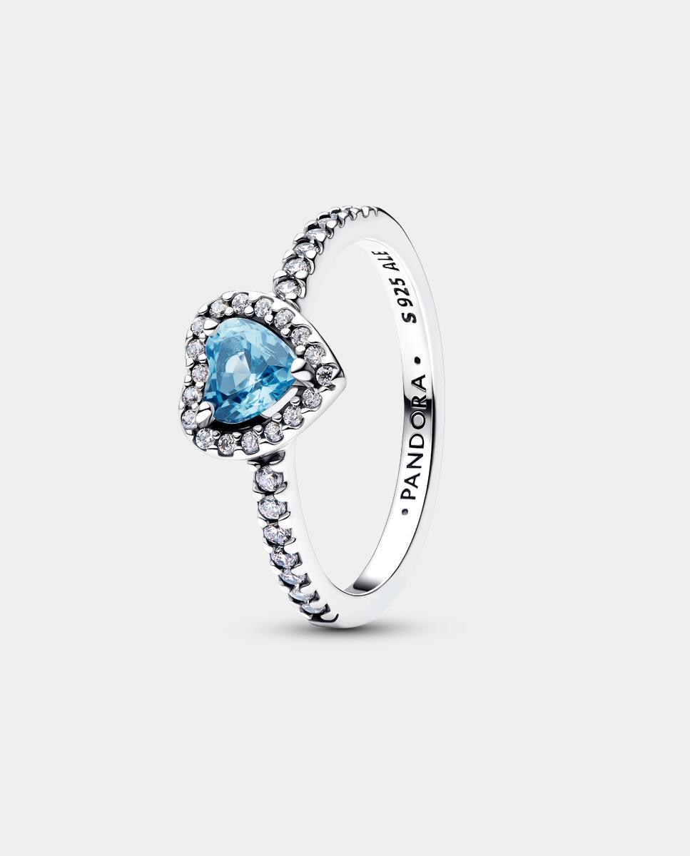Anillo corazón elevado azul