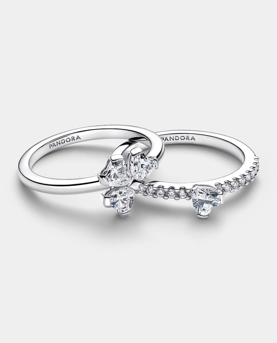 Anillo divisible trébol de la suerte brillante - PANDORA - Blanco Blanco-2