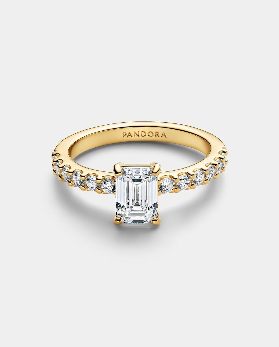 Anillo halo rectangular brillante - PANDORA - Blanco Blanco-2