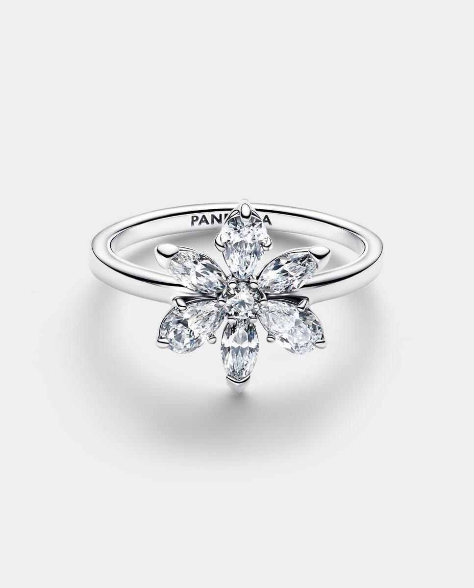 Anillo cóctel herbario flor brillante - PANDORA - Blanco Blanco-2