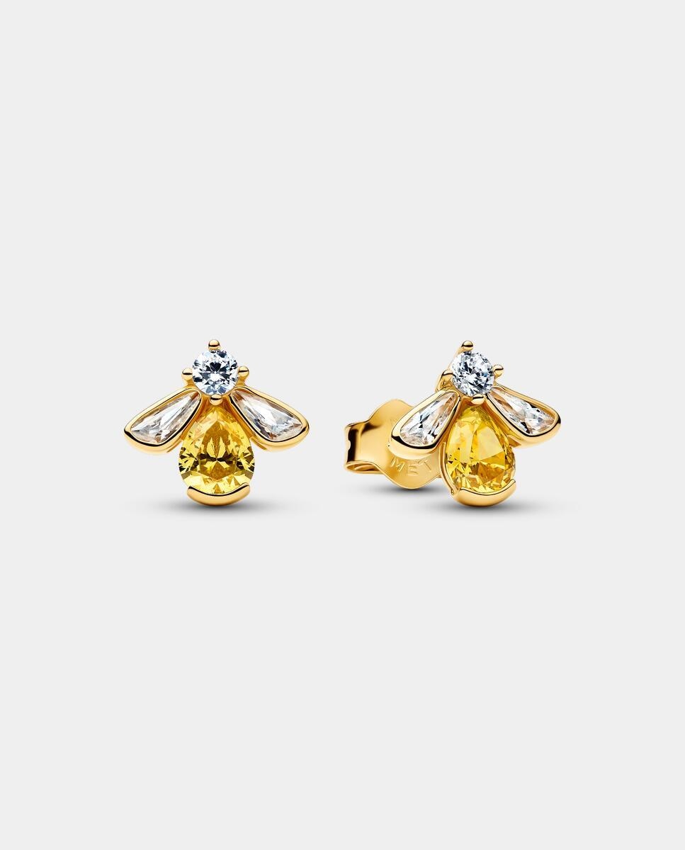 Pendientes de botón abeja miel