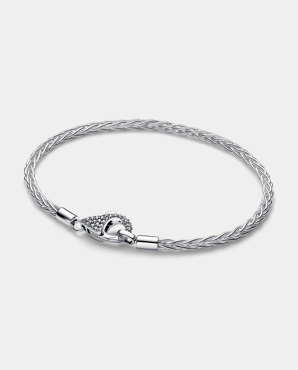 Pulsera moments cadena de espiga con cierre en pavé - PANDORA - Blanco Blanco-1