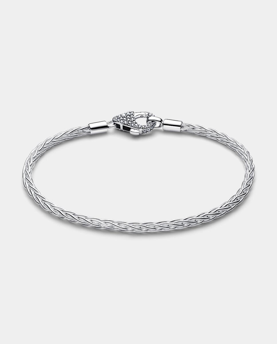 Pulsera moments cadena de espiga con cierre en pavé - PANDORA - Blanco Blanco-2