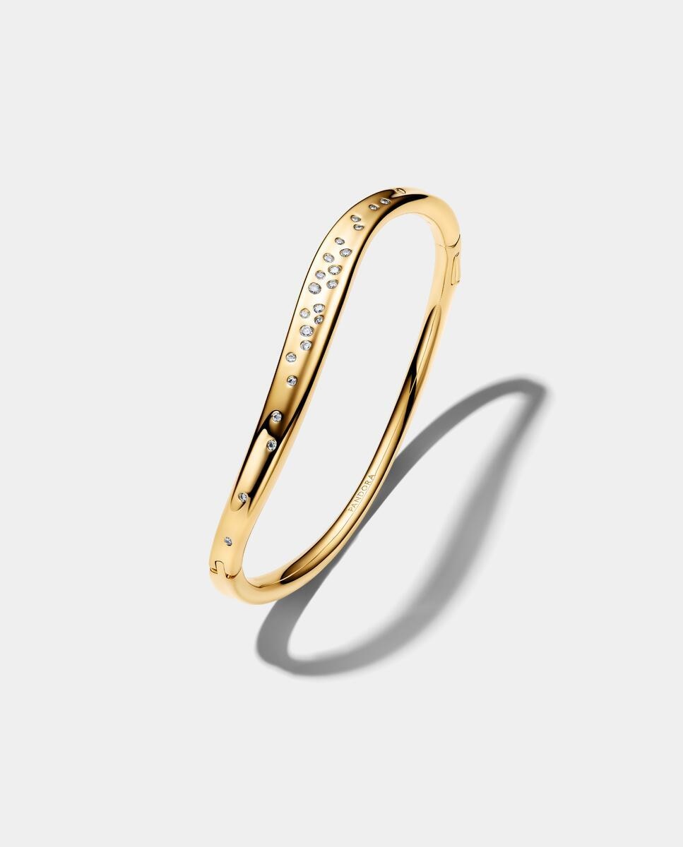 Imagen 0 de Pulsera rígida forma orgánica gemas engastadas Blanco