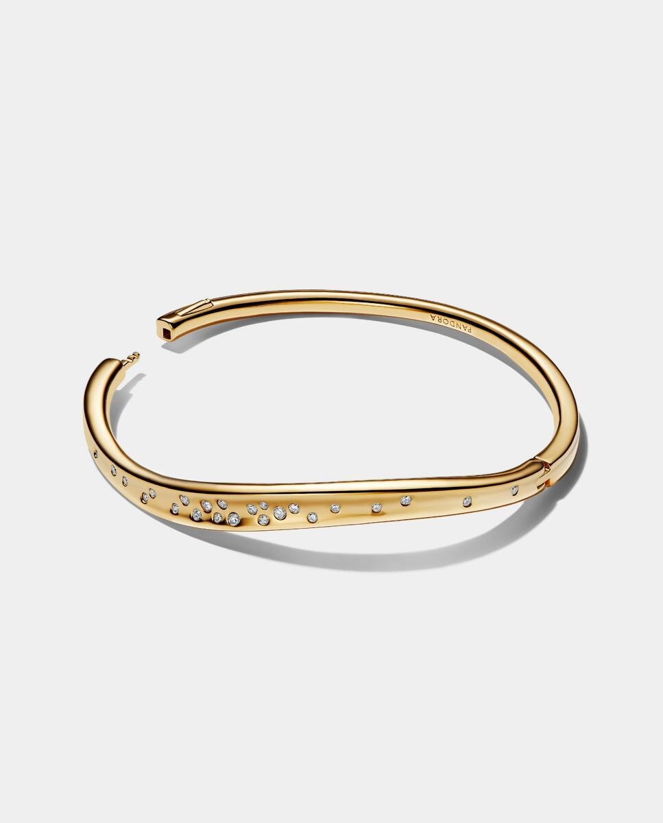 Pulsera rígida forma orgánica gemas engastadas - PANDORA - Blanco Blanco-2