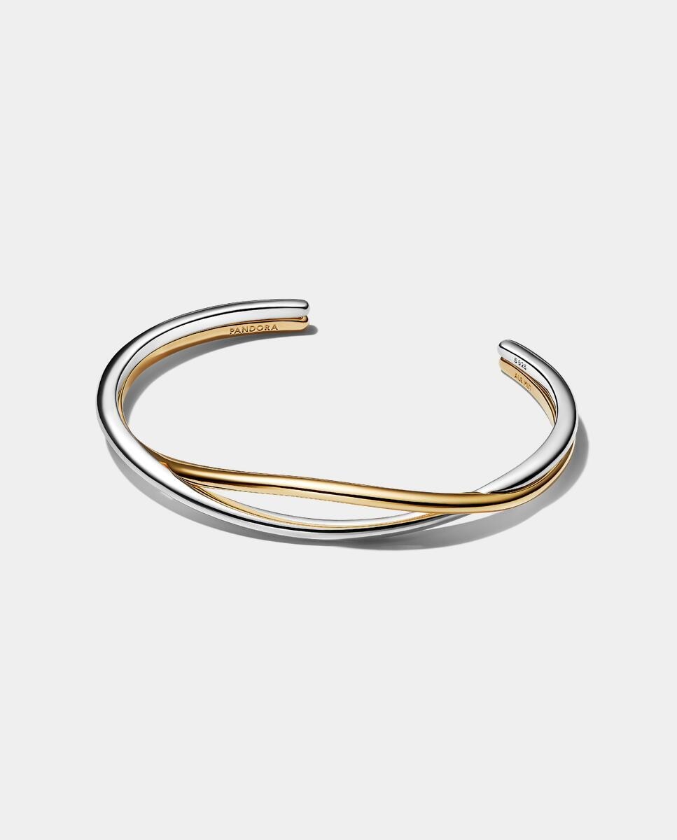 Pulsera rígida entrelazada en dos tonos - PANDORA - Plata Plata-2