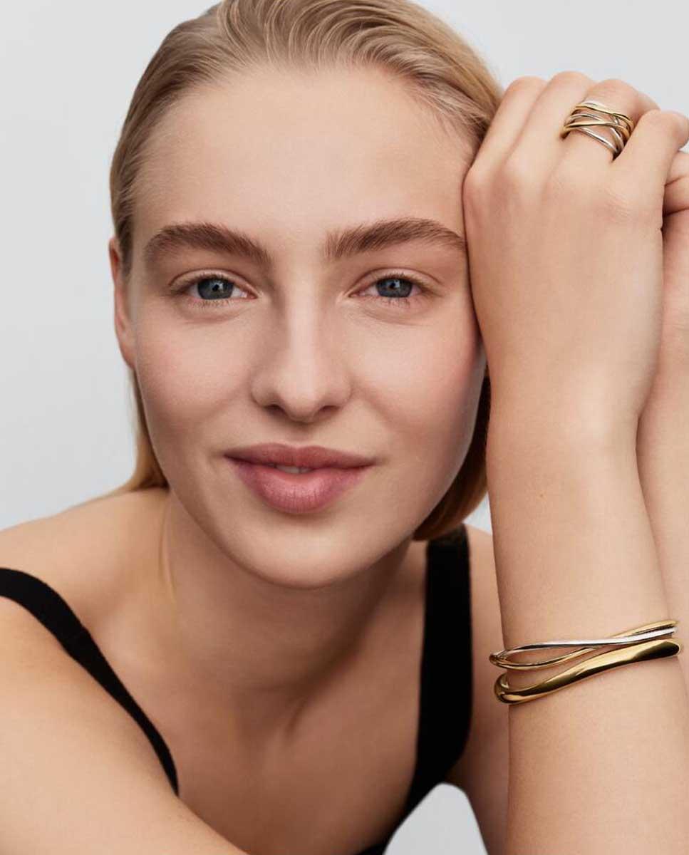 Pulsera rígida entrelazada en dos tonos - PANDORA - Plata Plata-3