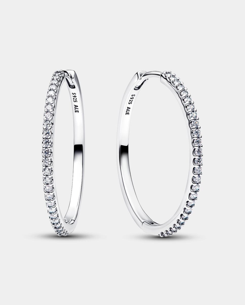 Imagen 4 de Pendientes de aro brillantes - PANDORA - Blanco Blanco