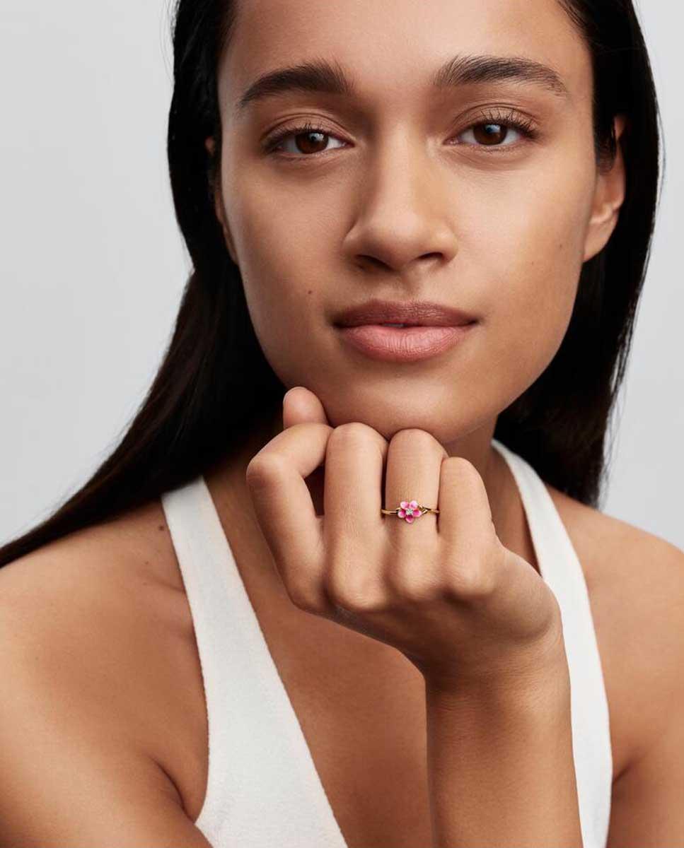 Anillo flor de vaiana de disney - PANDORA - Rosa Rosa-3