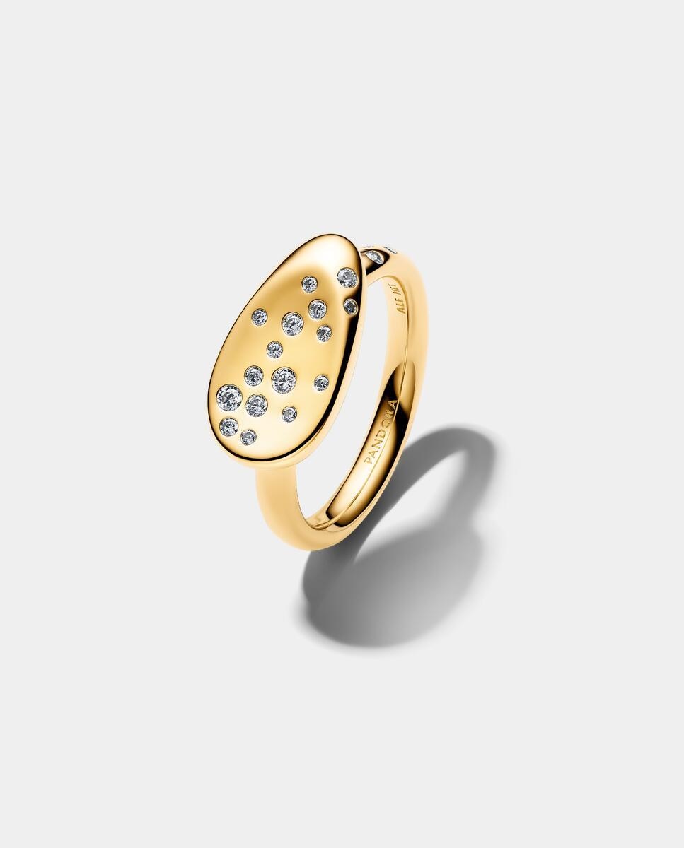 Anillo sello óvalo mediano con gemas engastadas - PANDORA - Blanco Blanco-1
