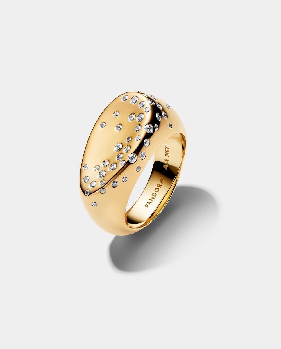 Anillo sello óvalo abovedado con gemas engastadas - PANDORA - Blanco Blanco-1