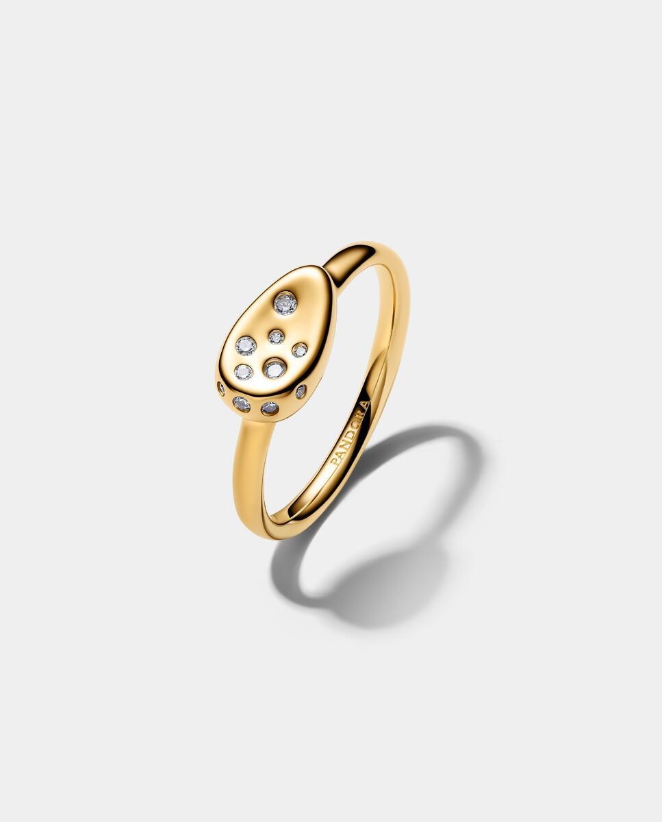 Anillo sello óvalo pequeño con gemas engastadas - PANDORA - Blanco Blanco-1