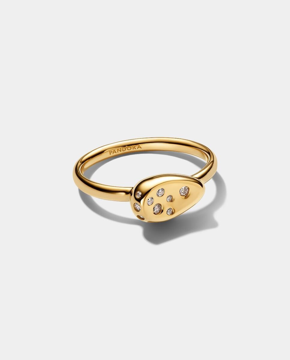 Anillo sello óvalo pequeño con gemas engastadas - PANDORA - Blanco Blanco-2