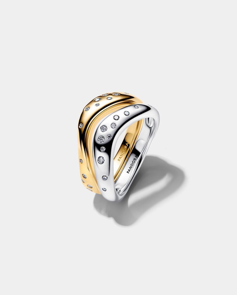 Anillo combinables forma orgánica en dos tonos - PANDORA - Blanco Blanco-1