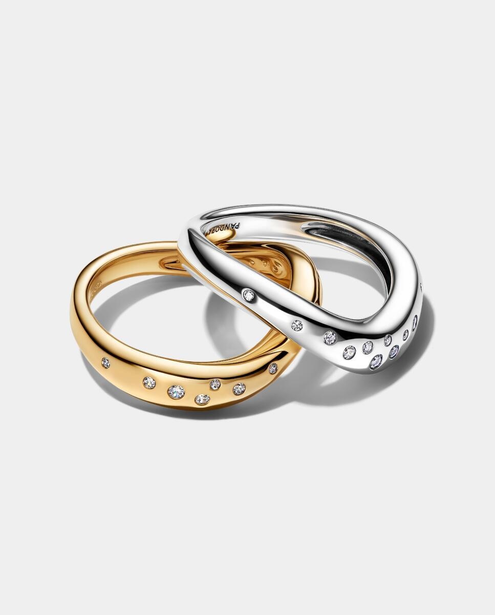 Anillo combinables forma orgánica en dos tonos - PANDORA - Blanco Blanco-2