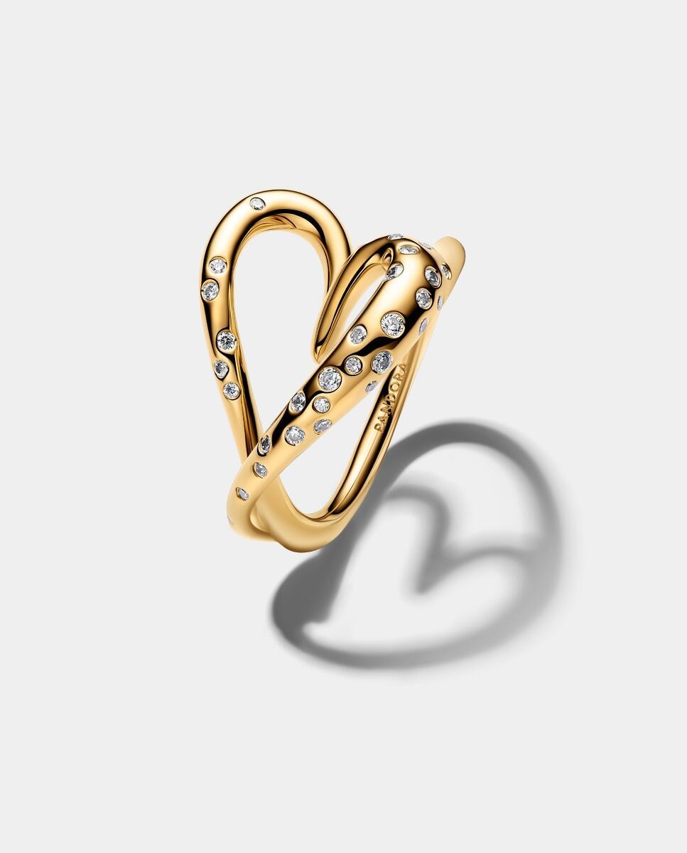 Anillo corazón forma orgánica con gemas engastadas - PANDORA - Blanco Blanco-1