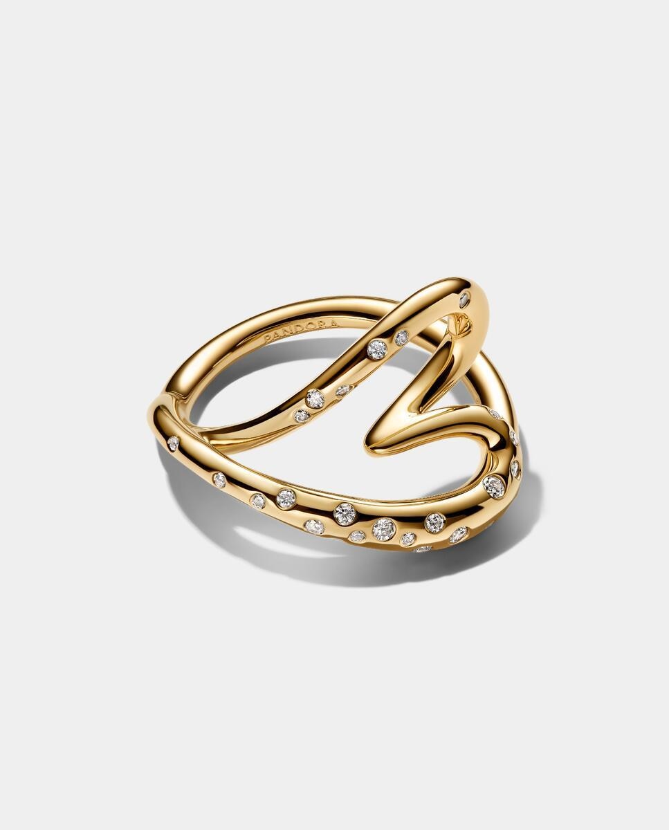 Anillo corazón forma orgánica con gemas engastadas - PANDORA - Blanco Blanco-2