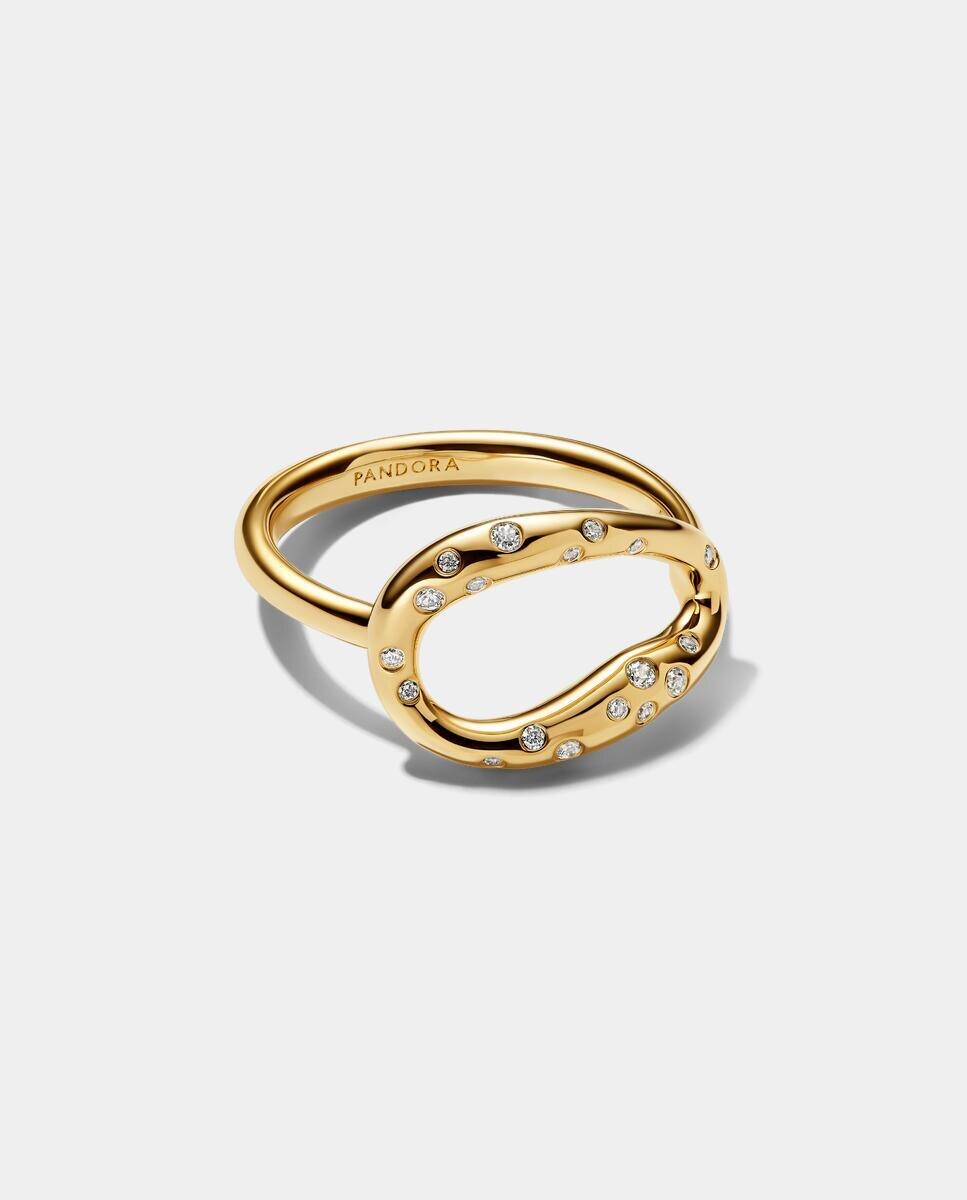 Anillo forma orgánica con gemas engastadas - PANDORA - Blanco Blanco-2