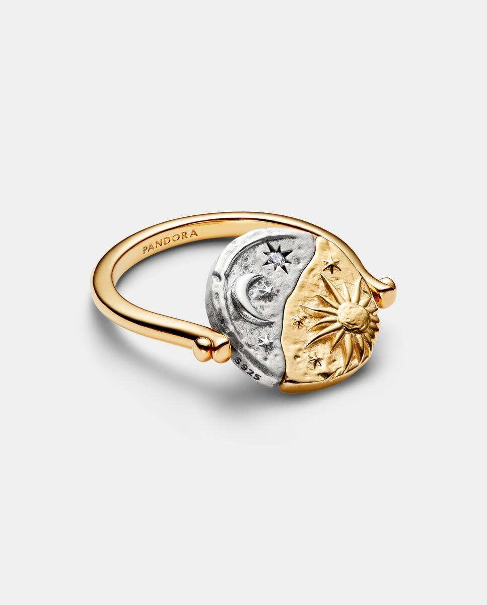 Anillo tipo sello medallón reversible sol y luna - PANDORA - Blanco Blanco-2