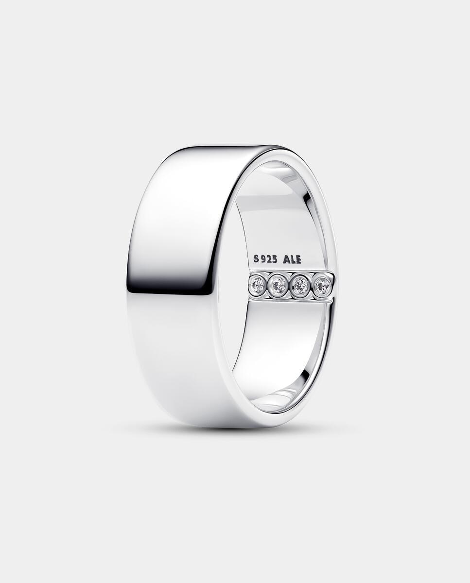 Anillo banda ancha grabable - PANDORA - Blanco Blanco-1